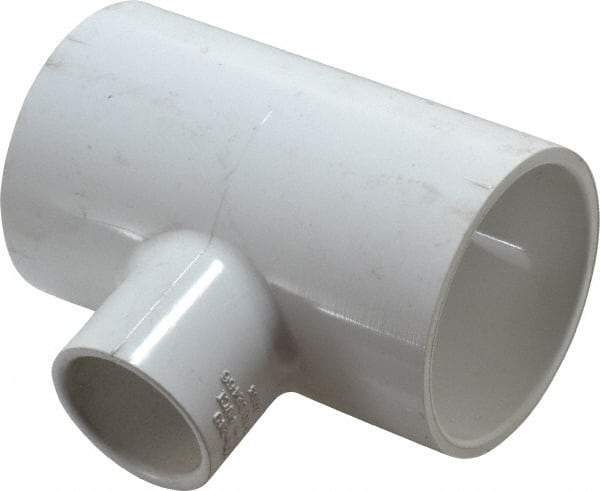 Value Collection - 2 x 2 x 1" PVC Plastic Pipe Reducing Tee - Schedule 40, All Slip End Connections - Exact Tool & Supply