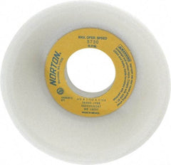 Norton - 4" Diam, 1-1/4" Hole Size, 1-1/2" Overall Thickness, 60 Grit, Type 11 Tool & Cutter Grinding Wheel - Medium Grade, Aluminum Oxide, J Hardness, Vitrified Bond, 5,730 RPM - Exact Tool & Supply