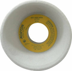 Norton - 4" Diam, 1-1/4" Hole Size, 1-1/2" Overall Thickness, 60 Grit, Type 11 Tool & Cutter Grinding Wheel - Medium Grade, Aluminum Oxide, K Hardness, Vitrified Bond, 5,730 RPM - Exact Tool & Supply