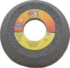 Norton - 4" Diam, 1-1/4" Hole Size, 1-1/2" Overall Thickness, 46 Grit, Type 11 Tool & Cutter Grinding Wheel - Coarse Grade, Aluminum Oxide, K Hardness, Vitrified Bond, 5,730 RPM - Exact Tool & Supply
