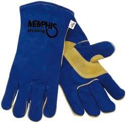 MCR Safety - Size XL Cotton/Foam Lined Cowhide Welding Glove - 13" OAL, Slip-On Cuff, Wing Thumb, For General Welding - Exact Tool & Supply