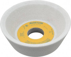 Norton - 5" Diam, 1-1/4" Hole Size, 1-3/4" Overall Thickness, 46 Grit, Type 11 Tool & Cutter Grinding Wheel - Coarse Grade, Aluminum Oxide, K Hardness, Vitrified Bond, 4,585 RPM - Exact Tool & Supply