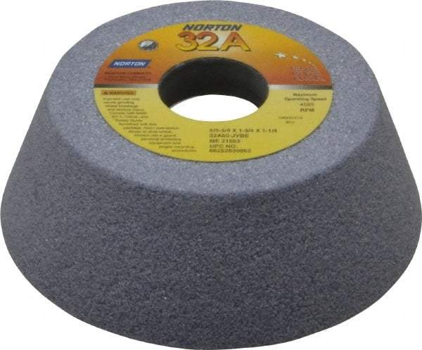 Norton - 5" Diam, 1-1/4" Hole Size, 1-3/4" Overall Thickness, 60 Grit, Type 11 Tool & Cutter Grinding Wheel - Medium Grade, Aluminum Oxide, J Hardness, Vitrified Bond, 4,585 RPM - Exact Tool & Supply