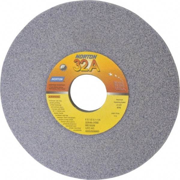 Norton - 6" Diam, 1-1/4" Hole Size, 1/2" Overall Thickness, 46 Grit, Type 12 Tool & Cutter Grinding Wheel - Coarse Grade, Aluminum Oxide, J Hardness, Vitrified Bond, 4,140 RPM - Exact Tool & Supply