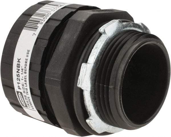 Hubbell Wiring Device-Kellems - 1-1/4" Trade, Nylon Push In Straight Liquidtight Conduit Connector - Noninsulated - Exact Tool & Supply