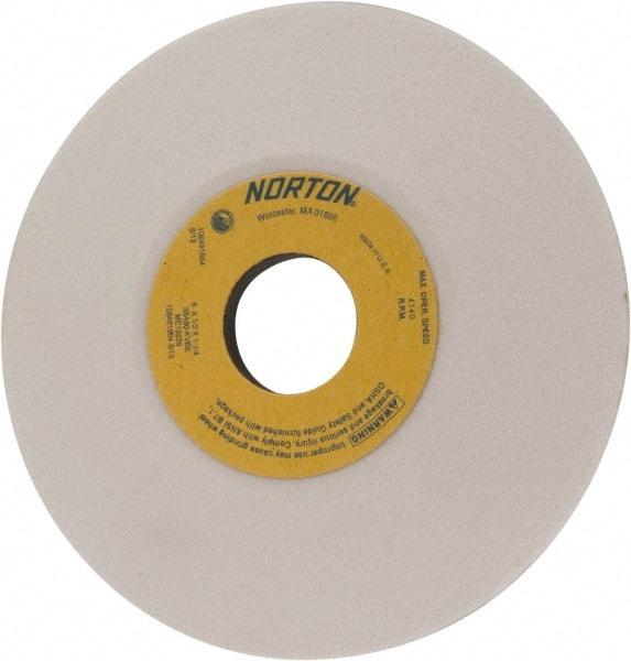Norton - 6" Diam, 1-1/4" Hole Size, 1/2" Overall Thickness, 80 Grit, Type 12 Tool & Cutter Grinding Wheel - Medium Grade, Aluminum Oxide, K Hardness, Vitrified Bond, 4,140 RPM - Exact Tool & Supply