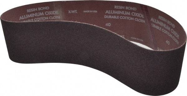 Norton - 4" Wide x 36" OAL, 40 Grit, Aluminum Oxide Abrasive Belt - Aluminum Oxide, Coarse, Coated, X Weighted Cloth Backing, Series R228 - Exact Tool & Supply