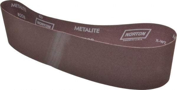 Norton - 4" Wide x 36" OAL, 180 Grit, Aluminum Oxide Abrasive Belt - Aluminum Oxide, Very Fine, Coated, X Weighted Cloth Backing, Series R228 - Exact Tool & Supply