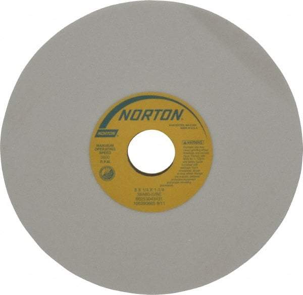 Norton - 8" Diam x 1-1/4" Hole x 1/4" Thick, I Hardness, 60 Grit Surface Grinding Wheel - Aluminum Oxide, Type 1, Medium Grade, 3,600 Max RPM, Vitrified Bond, No Recess - Exact Tool & Supply