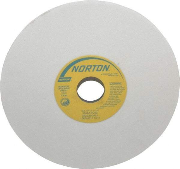 Norton - 8" Diam x 1-1/4" Hole x 1/4" Thick, K Hardness, 80 Grit Surface Grinding Wheel - Aluminum Oxide, Type 1, Medium Grade, 3,600 Max RPM, Vitrified Bond, No Recess - Exact Tool & Supply
