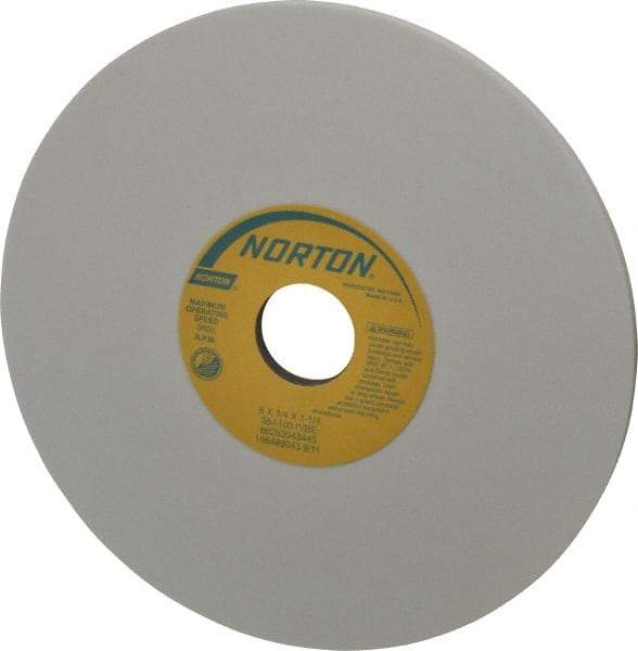 Norton - 8" Diam x 1-1/4" Hole x 1/4" Thick, I Hardness, 100 Grit Surface Grinding Wheel - Aluminum Oxide, Type 1, Fine Grade, 3,600 Max RPM, Vitrified Bond, No Recess - Exact Tool & Supply
