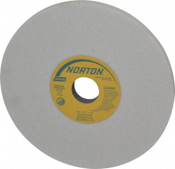 Norton - 8" Diam x 1-1/4" Hole x 1/2" Thick, H Hardness, 46 Grit Surface Grinding Wheel - Aluminum Oxide, Type 1, Coarse Grade, 3,105 Max RPM, Vitrified Bond, No Recess - Exact Tool & Supply