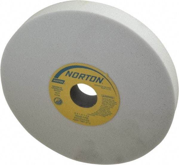 Norton - 8" Diam x 1-1/4" Hole x 1" Thick, I Hardness, 60 Grit Surface Grinding Wheel - Aluminum Oxide, Type 1, Medium Grade, 3,600 Max RPM, Vitrified Bond, No Recess - Exact Tool & Supply