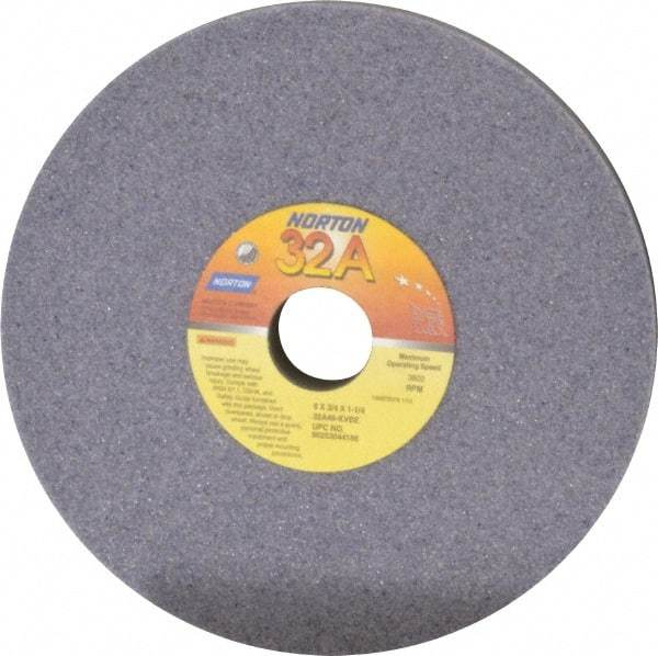 Norton - 8" Diam x 1-1/4" Hole x 3/4" Thick, K Hardness, 46 Grit Surface Grinding Wheel - Aluminum Oxide, Type 1, Coarse Grade, 3,600 Max RPM, Vitrified Bond, No Recess - Exact Tool & Supply