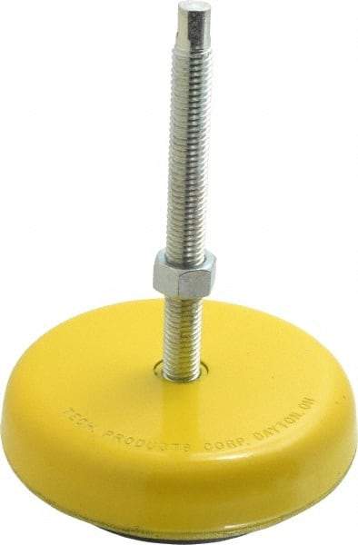 Tech Products - 1000 Lb Capacity, 1/2-13 Thread, Steel Stud, Studded Socket Mount Leveling Mount - 5" Stud Length, 4-3/4" Base Diam, Neoprene Pad, 1/2" Hex - Exact Tool & Supply
