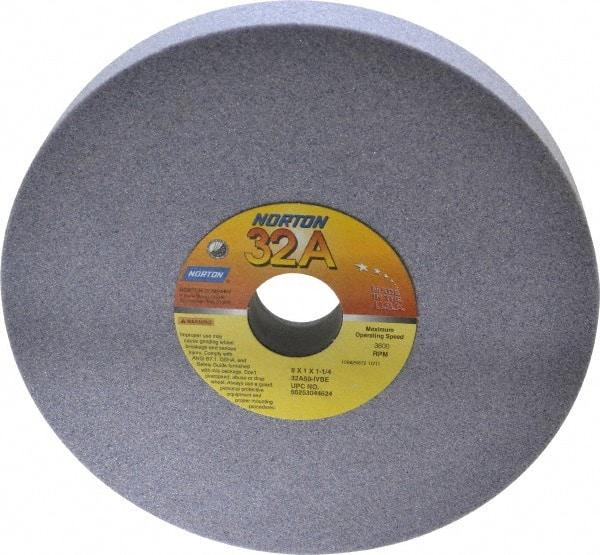 Norton - 8" Diam x 1-1/4" Hole x 1" Thick, I Hardness, 60 Grit Surface Grinding Wheel - Aluminum Oxide, Type 1, Medium Grade, 3,600 Max RPM, Vitrified Bond, No Recess - Exact Tool & Supply