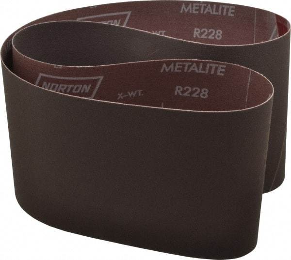 Norton - 6" Wide x 48" OAL, 320 Grit, Aluminum Oxide Abrasive Belt - Aluminum Oxide, Extra Fine, Coated, X Weighted Cloth Backing, Series R228 - Exact Tool & Supply
