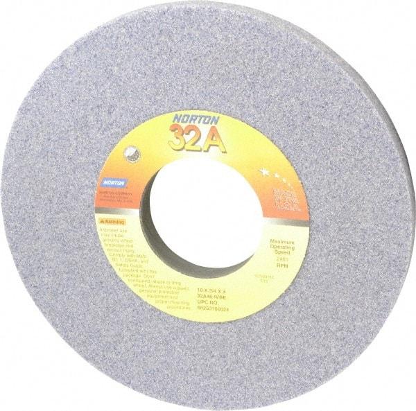 Norton - 10" Diam x 3" Hole x 3/4" Thick, I Hardness, 46 Grit Surface Grinding Wheel - Aluminum Oxide, Type 1, Coarse Grade, 2,485 Max RPM, Vitrified Bond, No Recess - Exact Tool & Supply
