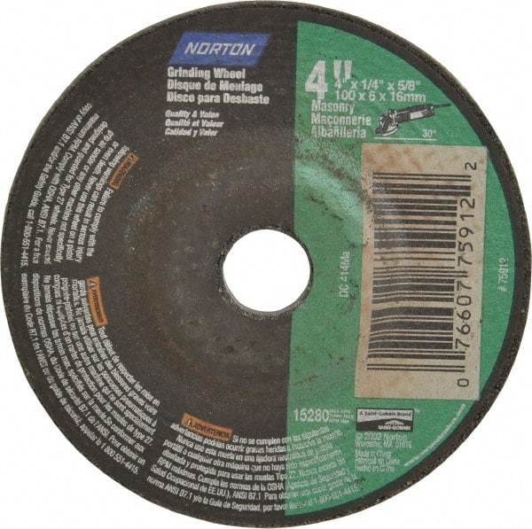 Norton - 10" Diam x 3" Hole x 3/4" Thick, I Hardness, 60 Grit Surface Grinding Wheel - Aluminum Oxide, Type 1, Medium Grade, 2,485 Max RPM, Vitrified Bond, No Recess - Exact Tool & Supply