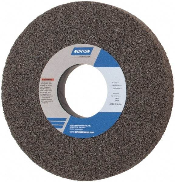 Norton - 10" Diam x 3" Hole x 1" Thick, H Hardness, 46 Grit Surface Grinding Wheel - Aluminum Oxide, Type 1, Coarse Grade, 2,485 Max RPM, Vitrified Bond, No Recess - Exact Tool & Supply