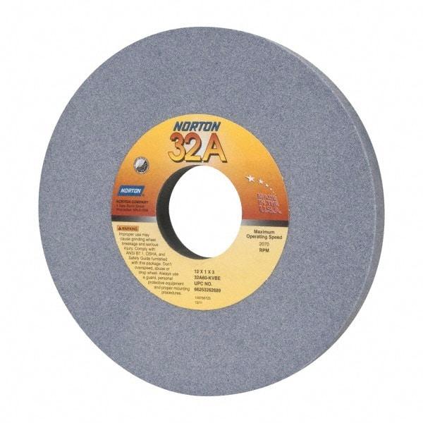Norton - 12" Diam x 3" Hole x 1" Thick, K Hardness, 60 Grit Surface Grinding Wheel - Aluminum Oxide, Type 1, Medium Grade, 2,070 Max RPM, Vitrified Bond, No Recess - Exact Tool & Supply