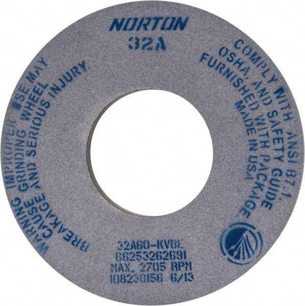 Norton - 12" Diam x 5" Hole x 1" Thick, K Hardness, 60 Grit Surface Grinding Wheel - Aluminum Oxide, Type 1, Medium Grade, 2,705 Max RPM, Vitrified Bond, No Recess - Exact Tool & Supply