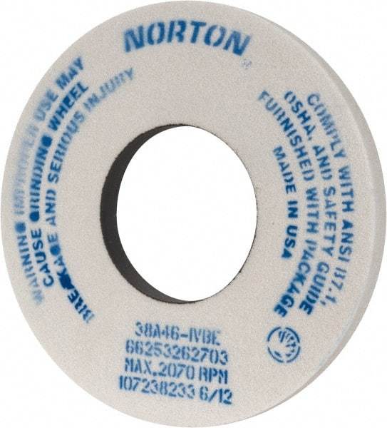 Norton - 12" Diam x 5" Hole x 1" Thick, I Hardness, 46 Grit Surface Grinding Wheel - Aluminum Oxide, Type 1, Coarse Grade, 2,070 Max RPM, Vitrified Bond, No Recess - Exact Tool & Supply
