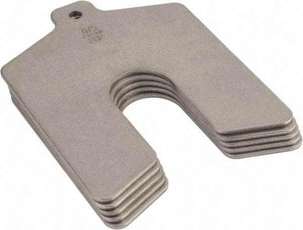 Made in USA - 5 Piece, 3 Inch Long x 3 Inch Wide x 0.075 Inch Thick, Slotted Shim Stock - Stainless Steel, 3/4 Inch Wide Slot - Exact Tool & Supply