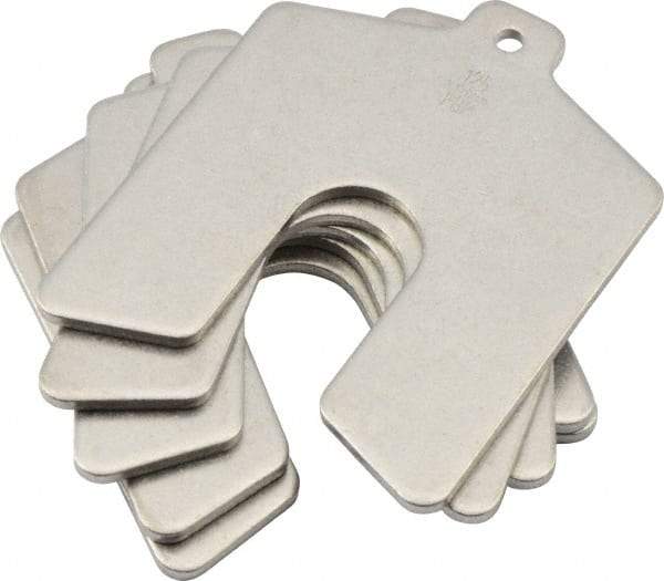 Made in USA - 5 Piece, 3 Inch Long x 3 Inch Wide x 0.125 Inch Thick, Slotted Shim Stock - Stainless Steel, 3/4 Inch Wide Slot - Exact Tool & Supply
