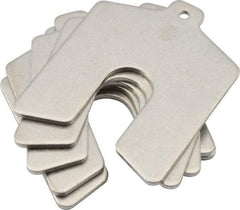 Made in USA - 5 Piece, 3 Inch Long x 3 Inch Wide x 0.125 Inch Thick, Slotted Shim Stock - Stainless Steel, 3/4 Inch Wide Slot - Exact Tool & Supply