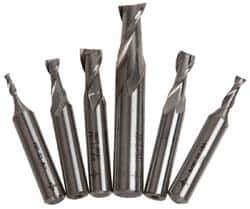 Cleveland - 1/8 to 1/2", 2 Flute End Mill Set - Uncoated, Cobalt, Centercutting - Exact Tool & Supply