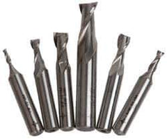 Cleveland - 1/8 to 1/2", 2 Flute End Mill Set - Uncoated, Cobalt, Centercutting - Exact Tool & Supply