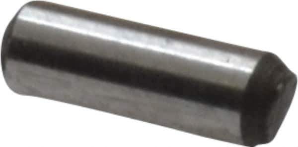 Value Collection - 1/16" Diam x 3/16" Pin Length Grade 8 Alloy Steel Standard Dowel Pin - C 50-58 Hardness, 800 Lb Breaking Strength, 1 Beveled & 1 Rounded End - Exact Tool & Supply