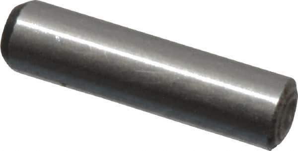 Value Collection - 1/16" Diam x 1/4" Pin Length Grade 8 Alloy Steel Standard Dowel Pin - C 50-58 Hardness, 800 Lb Breaking Strength, 1 Beveled & 1 Rounded End - Exact Tool & Supply