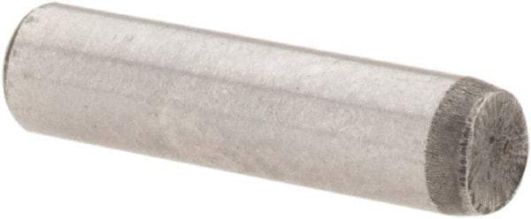 Value Collection - 1/8" Diam x 1/2" Pin Length Grade 8 Alloy Steel Standard Dowel Pin - C 50-58 Hardness, 3,200 Lb Breaking Strength, 1 Beveled & 1 Rounded End - Exact Tool & Supply