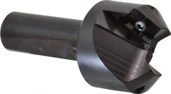 Kyocera - 45° Lead Angle, 1.65" Max Cut Diam, 0.8" Min Cut Diam, 0.44" Max Depth of Cut, Indexable Chamfer and Angle End Mill - 2 Inserts, APET 1604 Insert Style, 3-1/4" Overall Length, Straight Shank, 90° Included Angle - Exact Tool & Supply