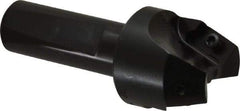Kyocera - 20° Lead Angle, 1.42" Max Cut Diam, 1" Min Cut Diam, 0.595" Max Depth of Cut, Indexable Chamfer and Angle End Mill - 2 Inserts, APET 1604 Insert Style, 3-1/4" Overall Length, Weldon Flat, 40° Included Angle - Exact Tool & Supply
