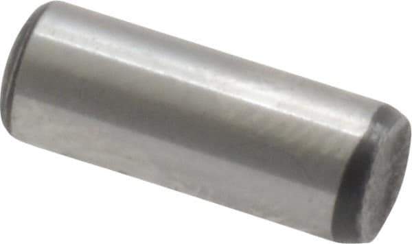 Value Collection - 3/16" Diam x 1/2" Pin Length Grade 8 Alloy Steel Standard Dowel Pin - C 50-58 Hardness, 7,200 Lb Breaking Strength, 1 Beveled & 1 Rounded End - Exact Tool & Supply