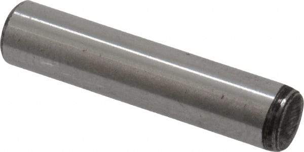 Value Collection - 3/16" Diam x 7/8" Pin Length Grade 8 Alloy Steel Standard Dowel Pin - C 50-58 Hardness, 7,200 Lb Breaking Strength, 1 Beveled & 1 Rounded End - Exact Tool & Supply