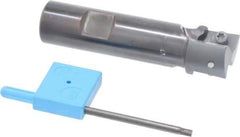 Kyocera - 1" Cut Diam, 0.64" Max Depth of Cut, 3/4" Shank Diam, 3-3/8" OAL, Indexable Square Shoulder End Mill - APET 1604 Inserts, Weldon Shank, 90° Lead Angle, Through Coolant - Exact Tool & Supply