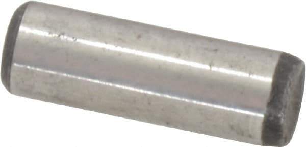 Value Collection - 1/4" Diam x 3/4" Pin Length Grade 8 Alloy Steel Standard Dowel Pin - C 50-58 Hardness, 12,800 Lb Breaking Strength, 1 Beveled & 1 Rounded End - Exact Tool & Supply