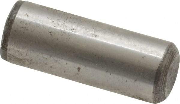 Value Collection - 3/8" Diam x 1" Pin Length Grade 8 Alloy Steel Standard Dowel Pin - C 50-58 Hardness, 28,700 Lb Breaking Strength, 1 Beveled & 1 Rounded End - Exact Tool & Supply