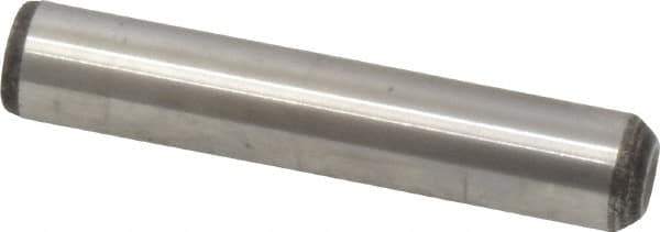 Value Collection - 3/8" Diam x 2" Pin Length Grade 8 Alloy Steel Standard Dowel Pin - C 50-58 Hardness, 28,700 Lb Breaking Strength, 1 Beveled & 1 Rounded End - Exact Tool & Supply