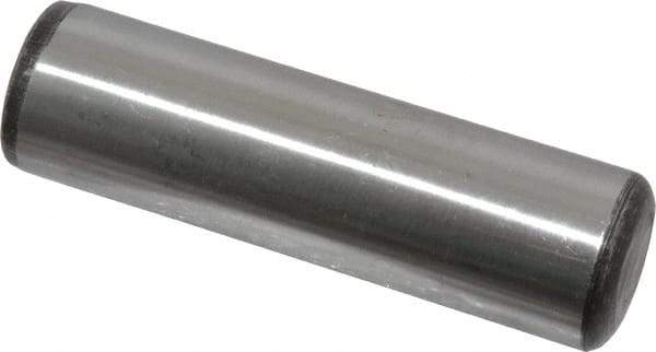 Value Collection - 1" Diam x 3-1/2" Pin Length Grade 8 Alloy Steel Standard Dowel Pin - C 50-58 Hardness, 204,000 Lb Breaking Strength, 1 Beveled & 1 Rounded End - Exact Tool & Supply