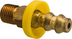 Eaton - 1/4" ID 7/16-24 NPT Barbed Push On Inverted Male Swivel Connector - 1-1/8" Cut Off Allowance, 1.73" Long, 7/16" Hex, Brass - Exact Tool & Supply