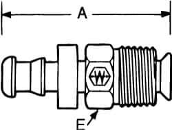 Eaton - 1/2" ID 3/4-18 NPT Barbed Push On Inverted Male Swivel Connector - 1-1/4" Cut Off Allowance, 2.24" Long, 3/4" Hex, Brass - Exact Tool & Supply