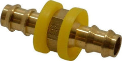 Eaton - 3/8" ID Barbed Push On Mender - 7/16" Cut Off Allowance, 1.97" Long, 5/8" Hex, Brass - Exact Tool & Supply