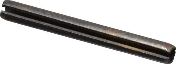 Made in USA - 3/32" Diam x 7/8" Long Slotted Spring Pin - Grade 1070-1090 Alloy Steel, Black Oxide Finish - Exact Tool & Supply