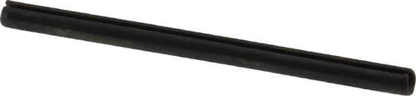 Made in USA - 3/32" Diam x 1-1/2" Long Slotted Spring Pin - Grade 1070-1090 Alloy Steel, Black Oxide Finish - Exact Tool & Supply