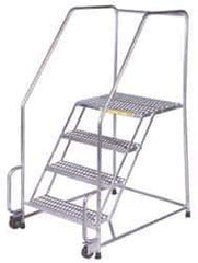 Ballymore - 49" 2 Step Ladder - Tilt & Roll Safety Ladder, 450 Lb Capacity, 19" Platform Height, 20" Base Width x 24" Depth, Perforated Tread - Exact Tool & Supply